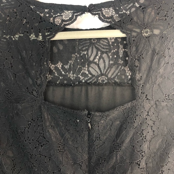 Loft Women’s Lace Dress Open Back Lined 3/4 Length Sleeves Stretchy Fit & Flare - Picture 5 of 8